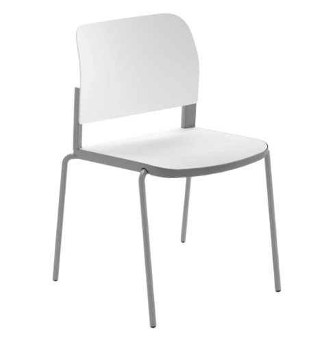 Silla blanca con marco gris