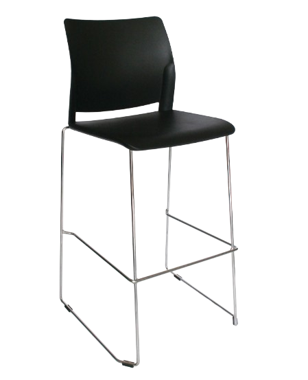 ALPHA-OHV-102-ALTA - Banco para bar negro con estructura cromada