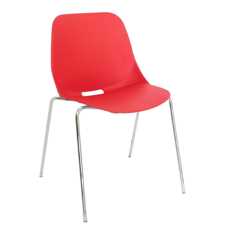 Silla roja con patas cromadas