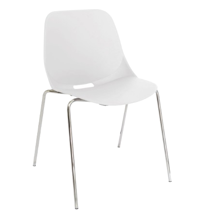 Silla blanca con patas cromadas