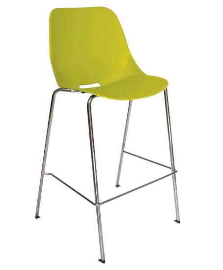 QUICK-OHV-47-ALTA - Taburete de bar amarillo con patas cromadas