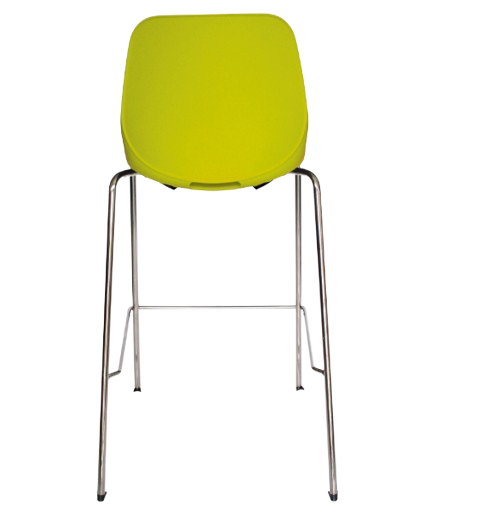 Taburete de bar amarillo con patas cromadas (vista 2)