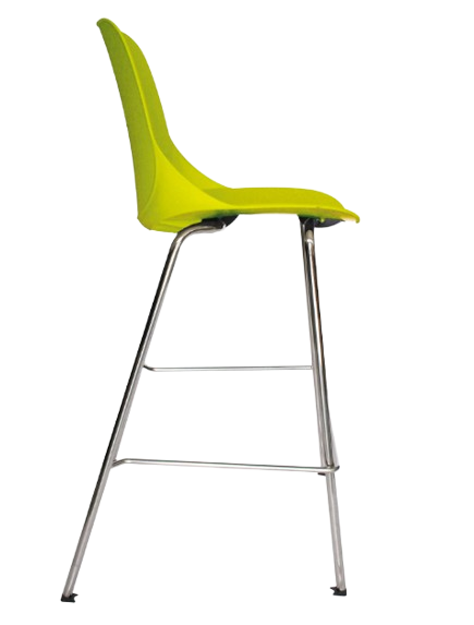 Taburete de bar verde con patas cromadas (vista 2)