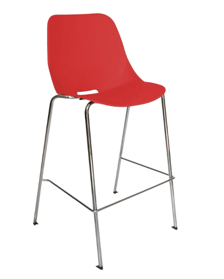 Silla roja con patas cromadas