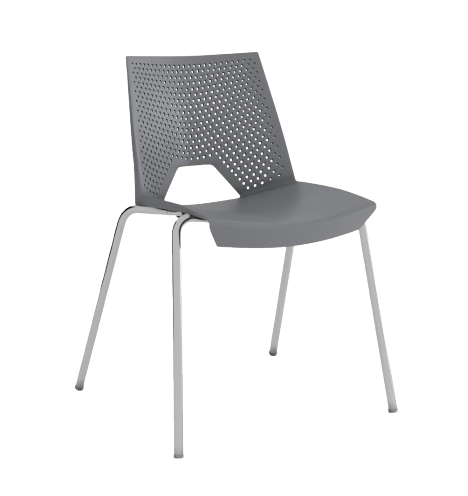 Silla gris con patas cromadas