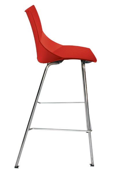 SHELL-OHV-37-ALTA Color Rojo - Taburete rojo con estructura cromada