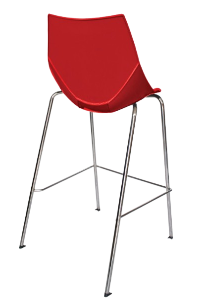 SHELL-OHV-37-ALTA Color Rojo - Taburete rojo con estructura cromada